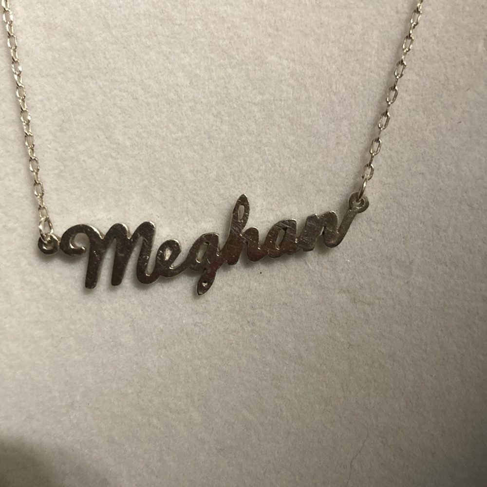 MEGHAN 925 stamped necklace . The personalized name is spelled Meghan